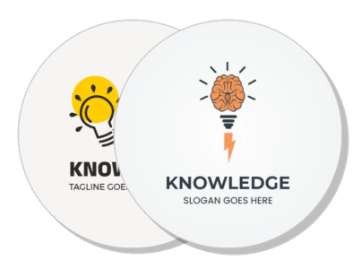knowledge themed logos lightbulb and brain designs template