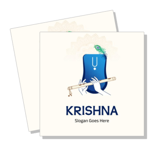 krishna themed design with flute and peacock feather template