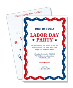 labor day party invitation red white blue design template