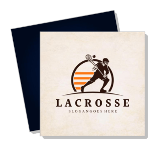 lacrosse logo design with player silhouette and sunset circle template