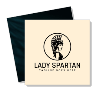 lady spartan logo design with warrior helmet graphic template