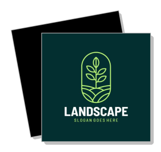 landscape logo design with plant icon and green background template