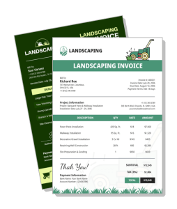 landscaping invoice template with garden design elements