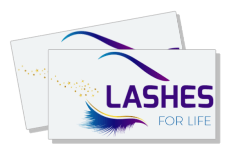 lashes for life business card design with colorful lash graphic template