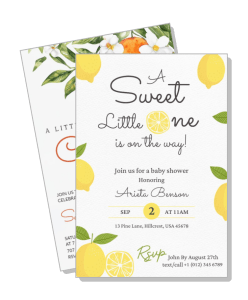 lemon themed baby shower invitation sweet little one template