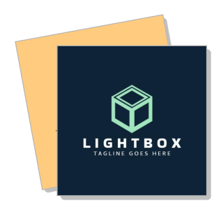 lightbox logo design template with geometric cube icon