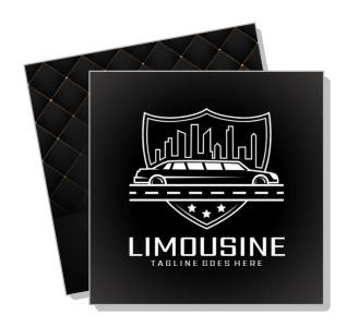 luxury limousine service logo with cityscape background template