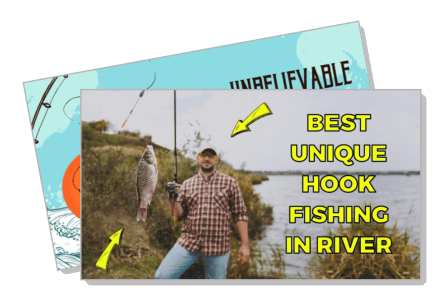 man holding fish riverbank unbelievable unique hook fishing tips template