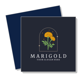 marigold floral logo design with slogan template