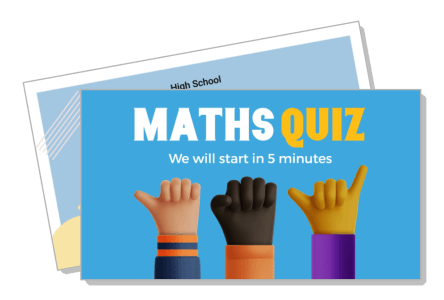 maths quiz introduction five minutes countdown animated hands template