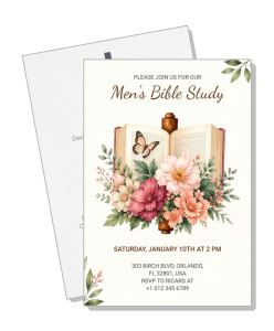 mens bible study invitation vintage floral design template