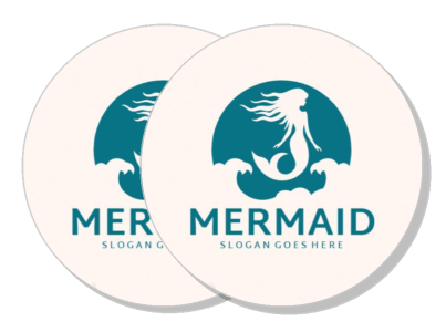 mermaid logo design with silhouette in circle template