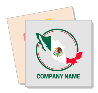 mexico map logo design with circle and company name placeholder template