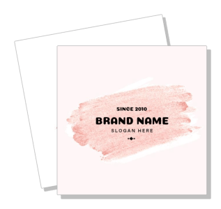 minimalist brand logo design template with pastel pink brushstroke and slogan