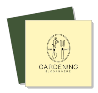 minimalist gardening logo design with shovel and rake illustration template