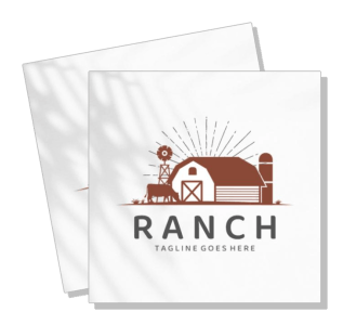 minimalist ranch logo design with barn and windmill graphic template