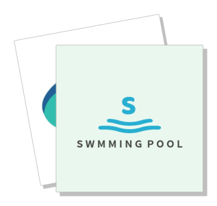 minimalist swimming pool logo design with letter s and water waves template