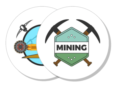 mining equipment icons pickaxe wheel illustration template