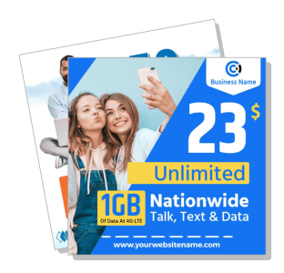 mobile plan advertisement unlimited talk text data 1gb offer template