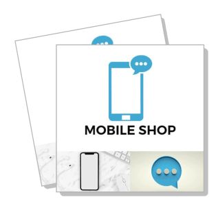 mobile shop logo with smartphone and chat icon design template