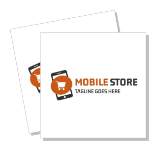 mobile store logo design with smartphone and shopping cart icon template