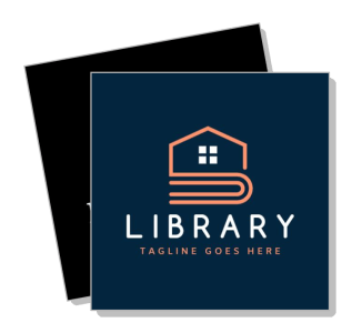 modern minimalist library logo design with abstract book and house icon template