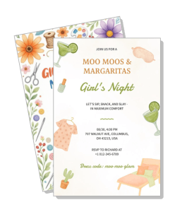 moo moos and margaritas girls night invitation floral decor template