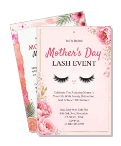 mothers day lash event invite beauty relaxation glamour pink roses template