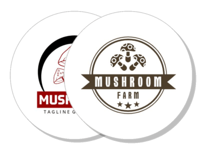 mushroom farm logo design round emblem with stars template