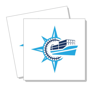 nautical compass logo with cargo ship illustration template