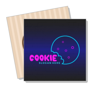 neon cookie logo design with slogan placeholder template