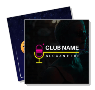 neon microphone club logo night theme design template