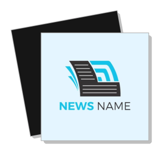 news logo template with paper icon on blue background