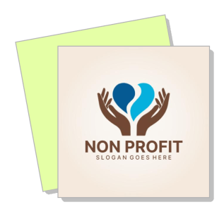 non profit logo design with hands and heart icon template