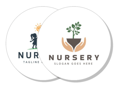 nursery logo design with slogan and plant graphic template