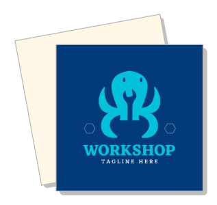 octopus logo design with wrench workshop tagline template