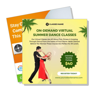 on demand virtual summer dance classes promotional flyer template