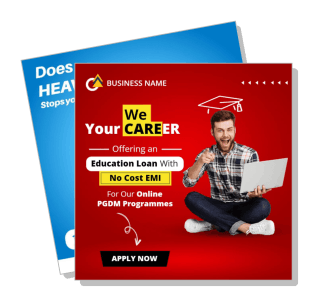 online pgdm program advertisement with education loan offer template