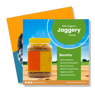 organic jaggery powder benefits promotional design template