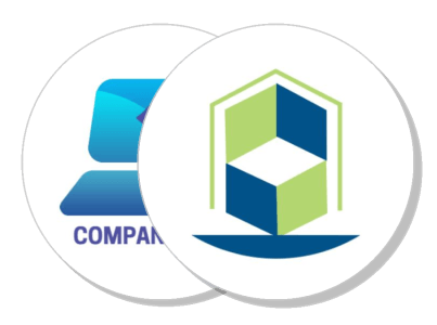 overlapping company logos abstract design symbols template