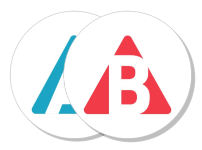 overlapping semi transparent letters a b blue red circles template