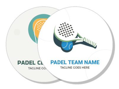 padel team logo design template with racket and ball