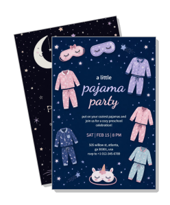 pajama party invitation night theme childrens sleepover cute design template