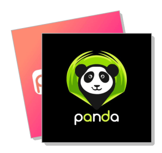 panda logo design black background with green abstract circle template