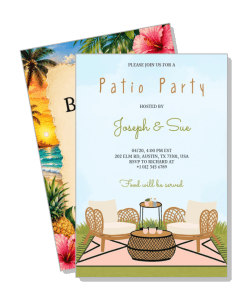 patio party invitation design with tropical theme template