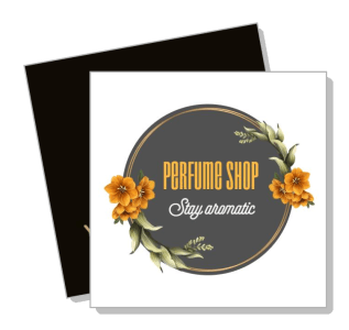 perfume shop logo with floral design and aromatic text template