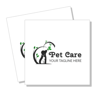 pet care logo design with dog under tree and custom tagline template