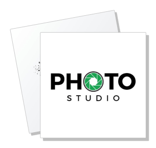 photo studio logo design with camera lens icon template