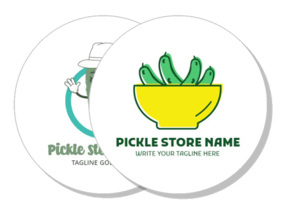 pickle store logo design with dill cucumber and yellow bowl template