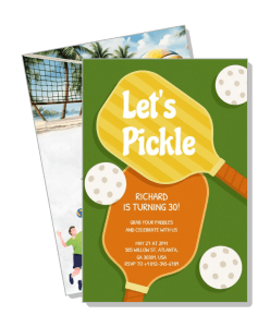 pickleball themed 30th birthday invitation card design template